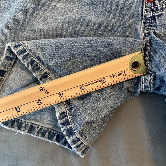 Arizona Jean Co Dungarees Shorts Juniors 7 Blue Denim Utility Carpenter Relaxed - Picture 5 of 9